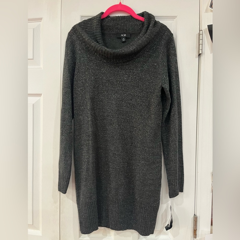 AGB turtleneck/cowl neck long sleeve sweater, color “smoke”